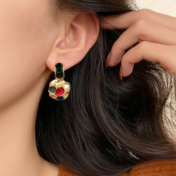 Elegant Retro Streetwear Geometric Enamel Alloy Drop Earring