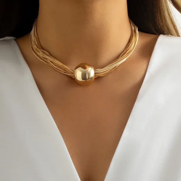 Exaggerated Ball Gold Plated Arylic Iron Statement Necklace