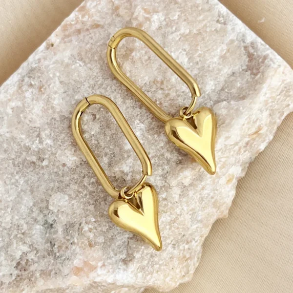 Vintage Style Classic Geometric Heart Shape 304 Stainless Steel Drop Earring