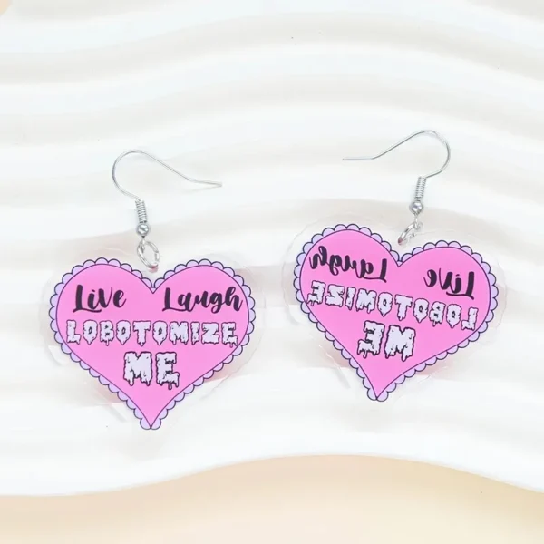 Cute Exaggerated Funny Letter Heart Shape Acrylic Drop Earrings