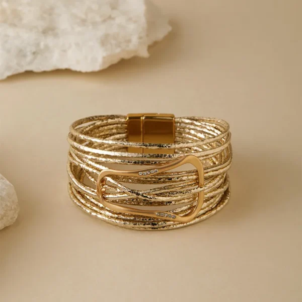 Vintage Style Vacation Irregular Imitation Gold  Pu Leather Bangle