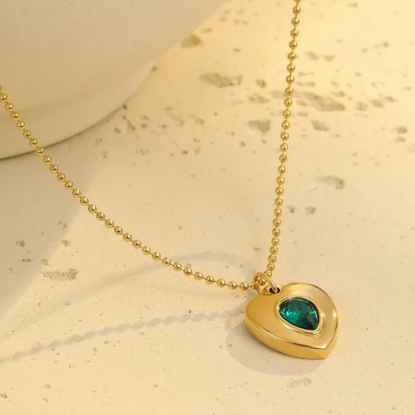 Vacation Simple Style Heart Shape 304 Stainless Steel Zircon Inlay Pendant Necklace