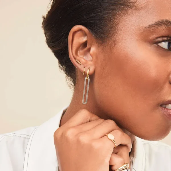 Geometric Mixed Metal Plating 304 Stainless Steel Drop Earrings