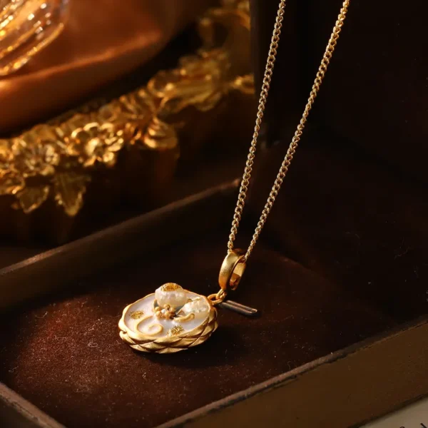 Freshwater Pearl Rack Flower 18K Gold Plated Necklace