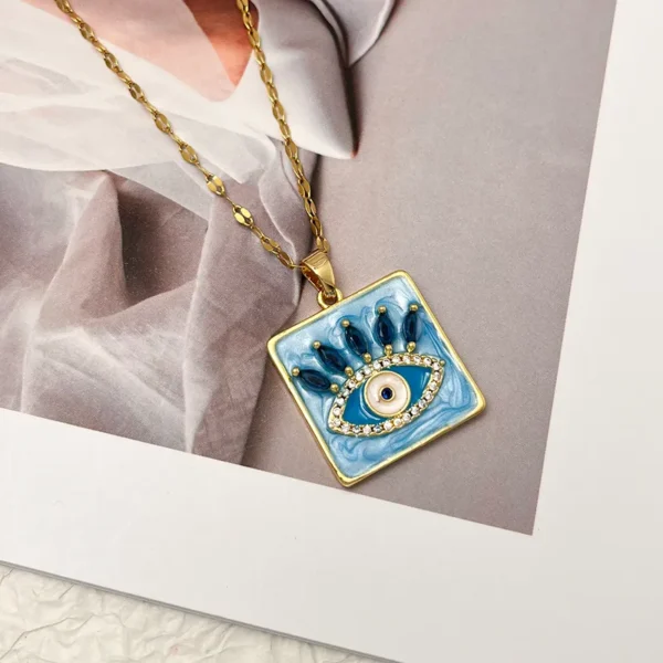 Modern Style Devil's Eye 18K Gold Plated Pendant Necklace