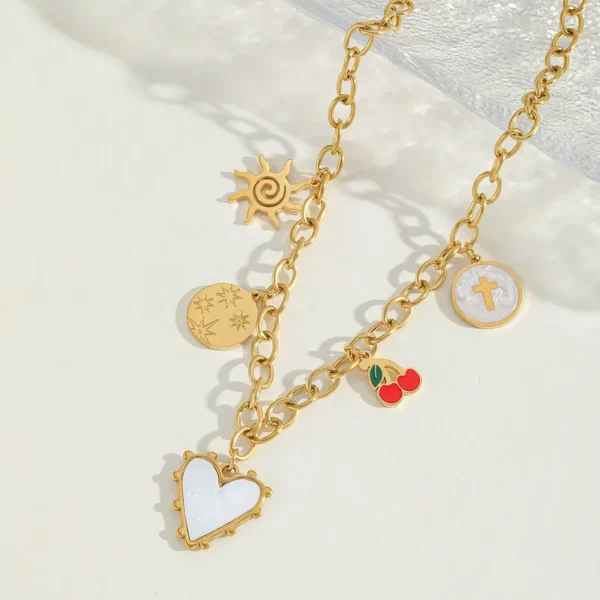 Casual Elegant Cute Sun Heart Shape Charms18K Gold Plated Necklace