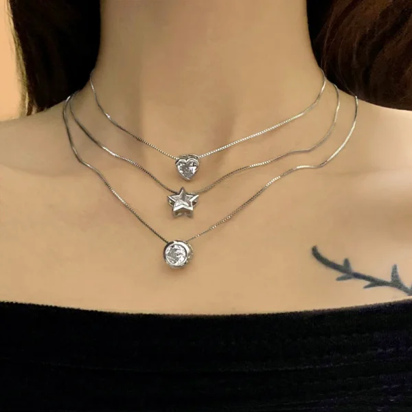 Brass 18K Gold Plated Round Zircon Brass Necklace