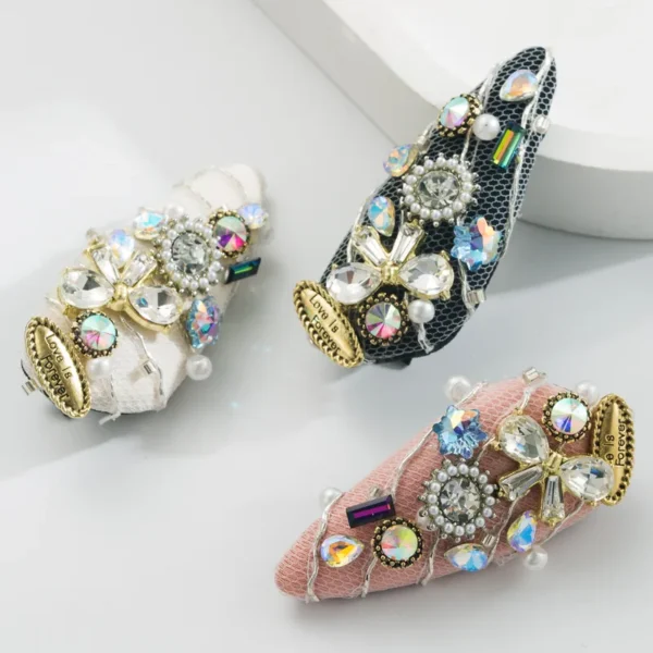 Elegant Lady Flower Inlay Glass Hair Clip