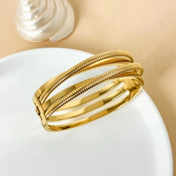 Streetwear Solid Color 14K Gold Plated Bangle