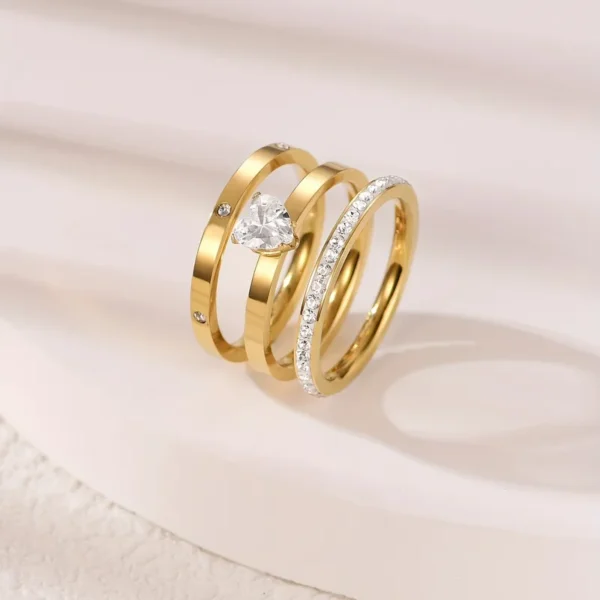 Elegant Style Heart Shape  Zircon Gold Plated Rings