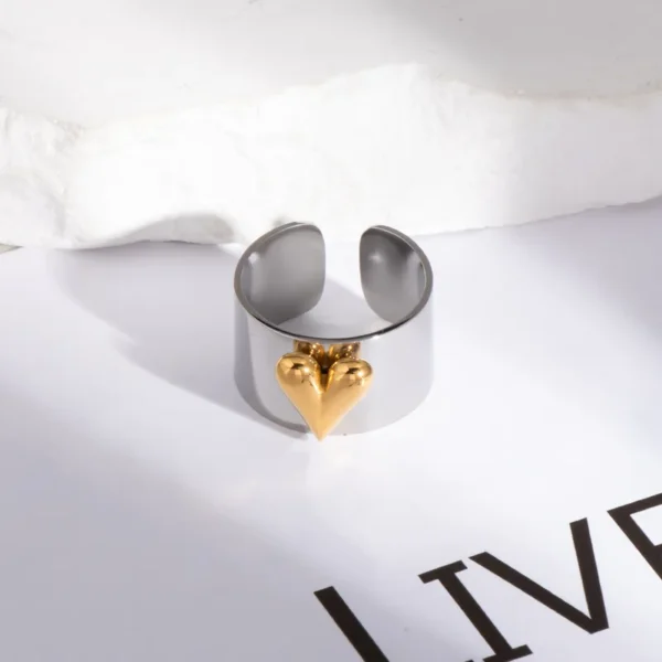 Romantic Sweet Heart Shape 18K Gold Plated Open Ring