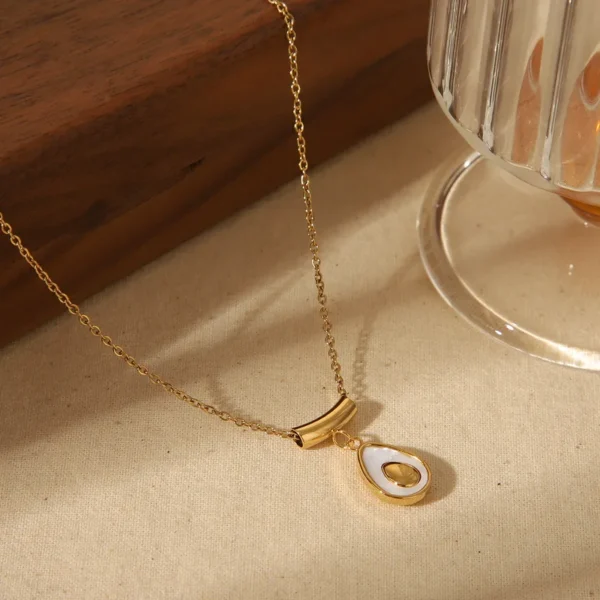 Classic Style Drop Shape Pendant 18K Gold Plated Necklace