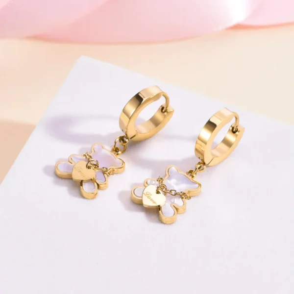 Cute bear patchwork anti tarnish gold plated earring