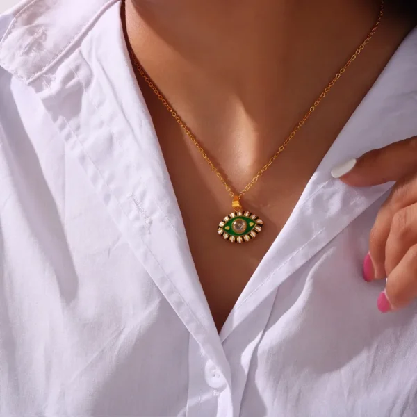 Funny Punk Devil's Eye Enamel Pendant Necklace