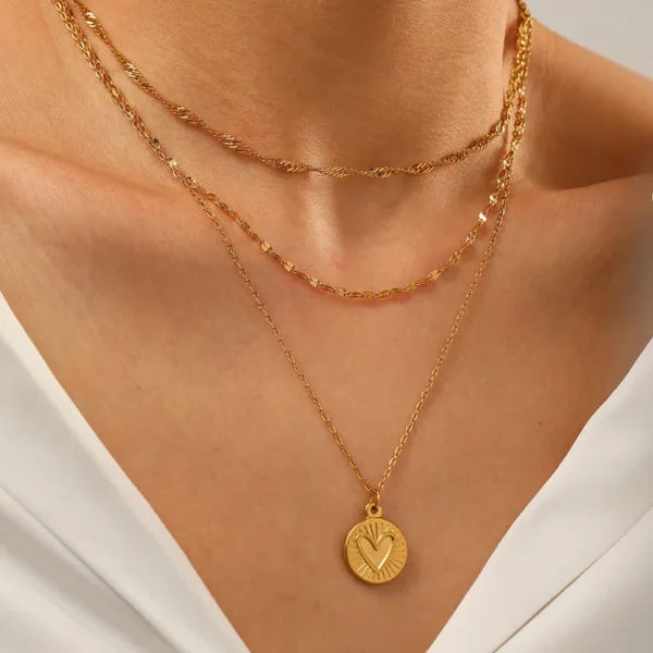 RomaQueen anti tarnish royal charm Coin layered Necklace