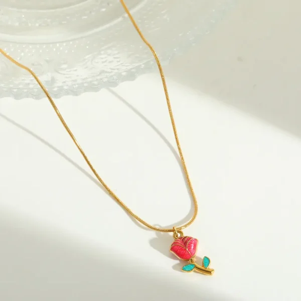 Princess Glam Lady red Rose Gold Plated anti  tarnish jewellery set