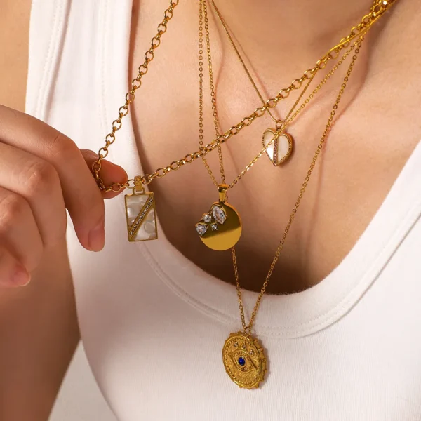 Retro Geometric shape  Gold Plated antitarnish Pendant Necklace