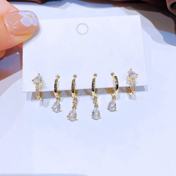 Luxurious elegant water droplet with zircon dangling earrings set