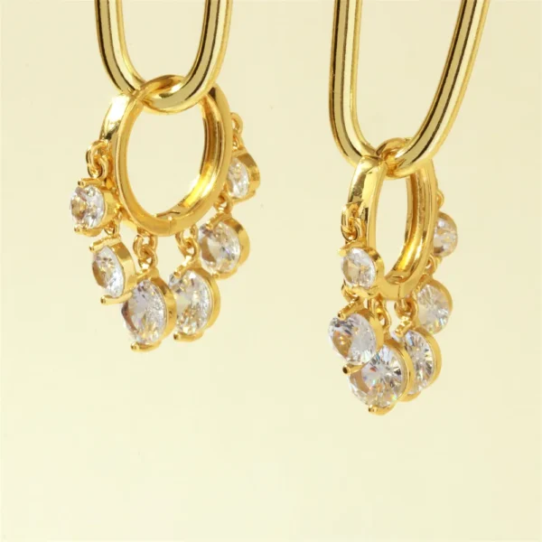 Anti-Tarnish Gold Plated hoop earrings with zircon charms