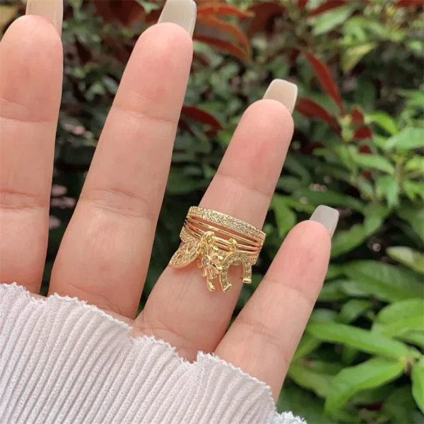 Adjustable Zirconia Stone Multi-Style Flower Series Anti-Tarnish Open Ring