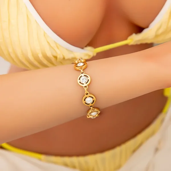 Gold Plated anti- tarnish Stainless Steel stone encusted bracelet