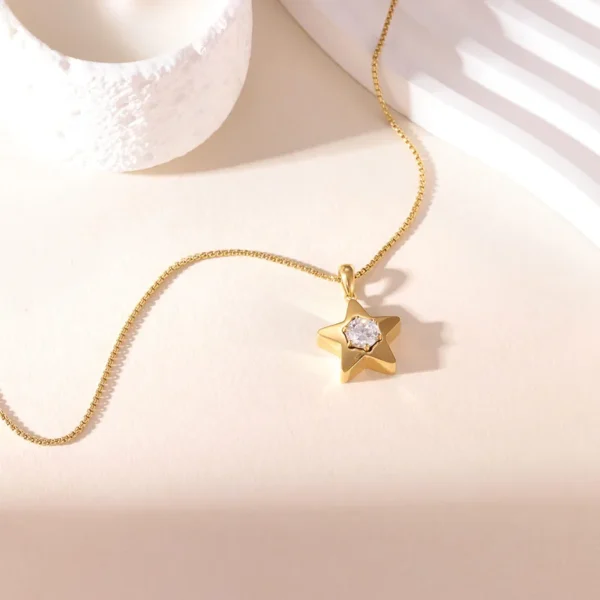 Trendy Titanium Steel Geometric Star Unique Pendant  Necklace